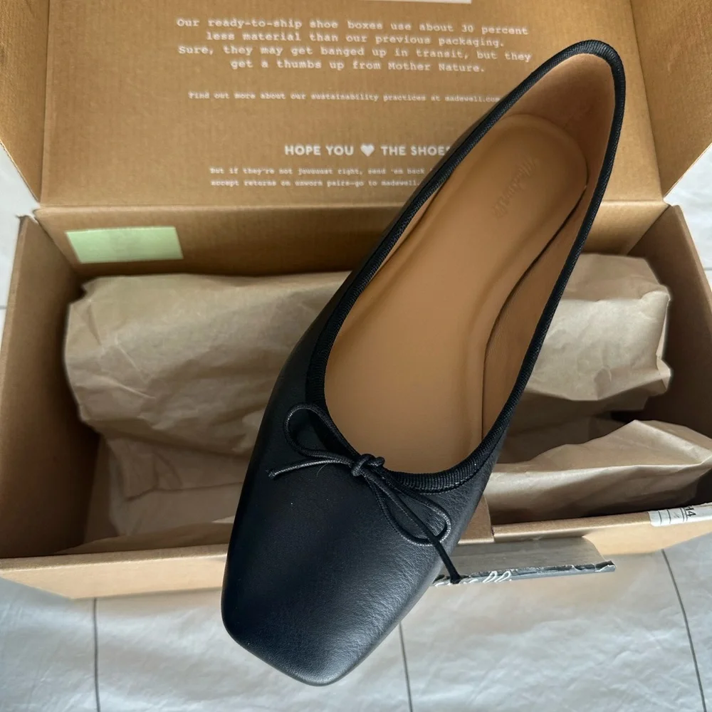 Madewell Anelise Leather Ballet Flat with Bow - Picture 1 of 4